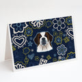 Blue Flowers Saint Bernard Greeting Cards Pack of 8 Blank Cards with Envelopes Whimsical A7 Size 5x7