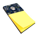 Blue Flowers Gray Silver Shih Tzu Watercolor Sticky Note Holder Refillable Dispenser Desk Accessory 3x3 Pad Gift
