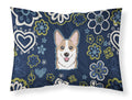 Blue Flowers Sable Corgi Standard Pillowcase Lightweight Super Soft Easy Care Decorative Artwork Pillowcase, Standard