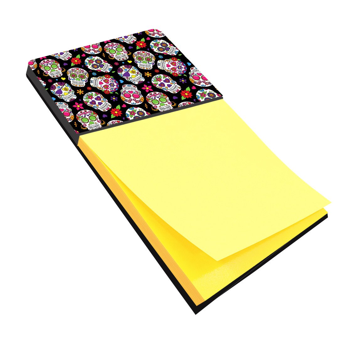 Day of the Dead Black Watercolor Sticky Note Holder Refillable Dispenser Desk Accessory 3x3 Pad Gift