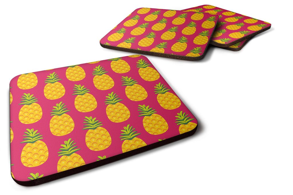 Pineapples on Pink Foam Coasters Set of 4 Cup Coasters for Indoor Outdoor, Tabletop Protection, Anti Slip, Mouse pad Material