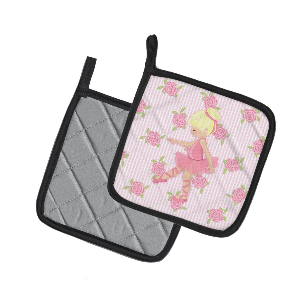 Ballerina Blonde Point Pot Holder Set of 2 Heat Resistant Quilted Hot Pads 7.5 x 7.5 Inch, Insulated Kitchen Trivets for Cooking & Baking