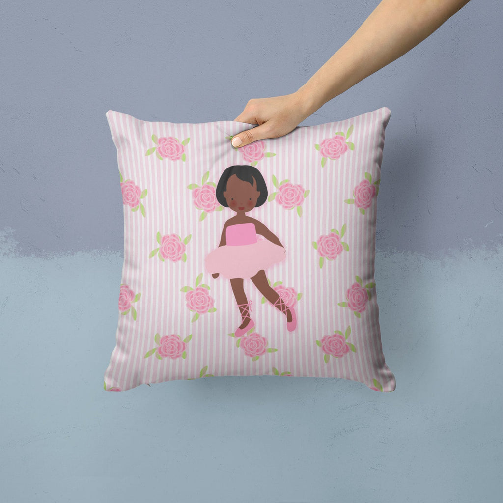 Ballerina African American Short Hair Decorative Throw Pillow 14x14 Indoor Outdoor Accent Cushion, Fabric Cover with Insert for Sofa, Bed, Porch & Living Room