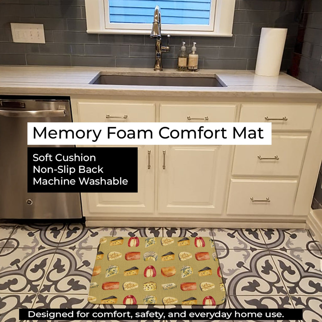 Cheeses Memory Foam Kitchen Mat Machine Washable Anti-Fatigue Cushion Comfort Bath or Kitchen Rug