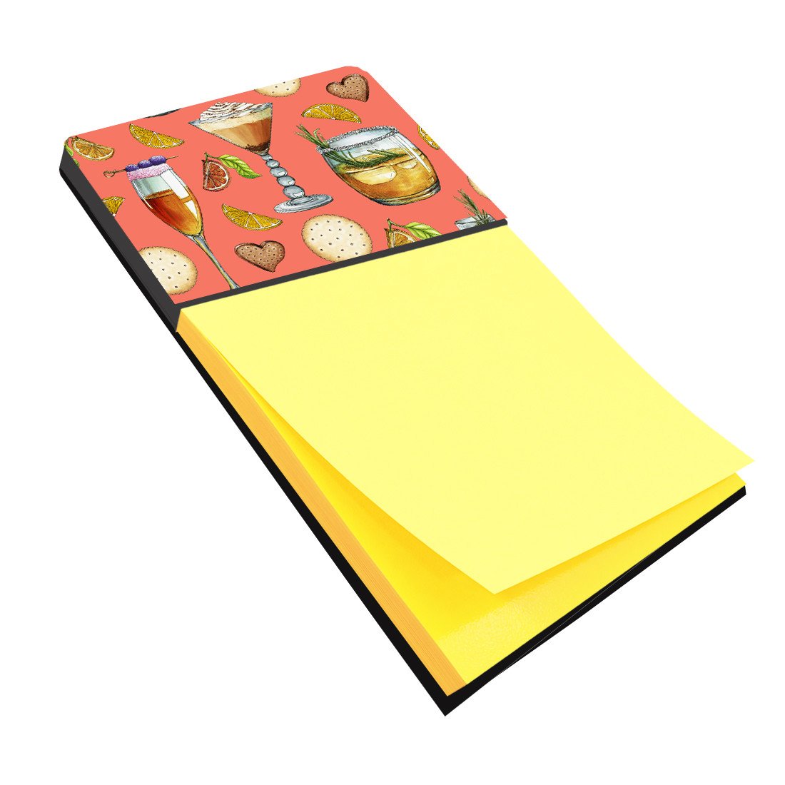 Drinks and Cocktails Salmon Watercolor Sticky Note Holder Refillable Dispenser Desk Accessory 3x3 Pad Gift