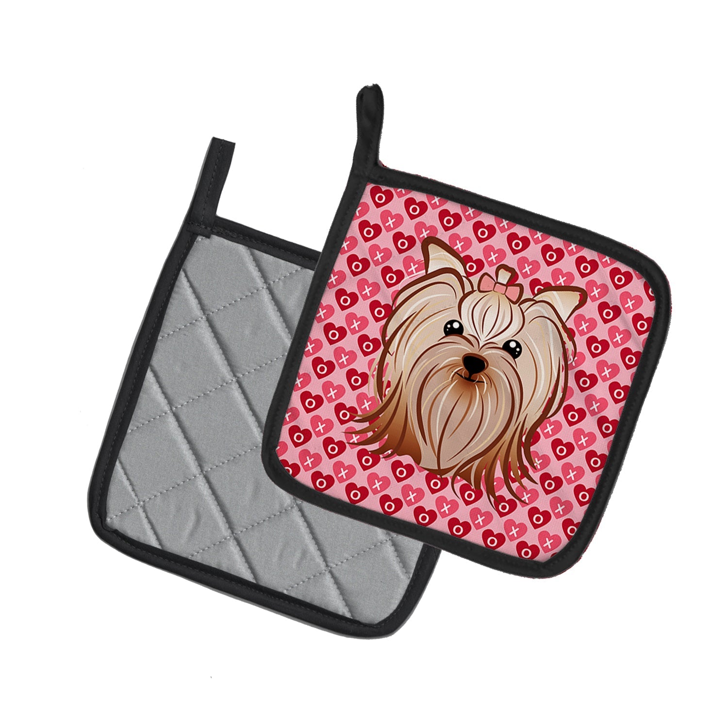 Yorkie Yorkishire Terrier Pot Holder Set of 2 Heat Resistant Quilted Hot Pads 7.5 x 7.5 Inch, Insulated Kitchen Trivets for Cooking & Baking