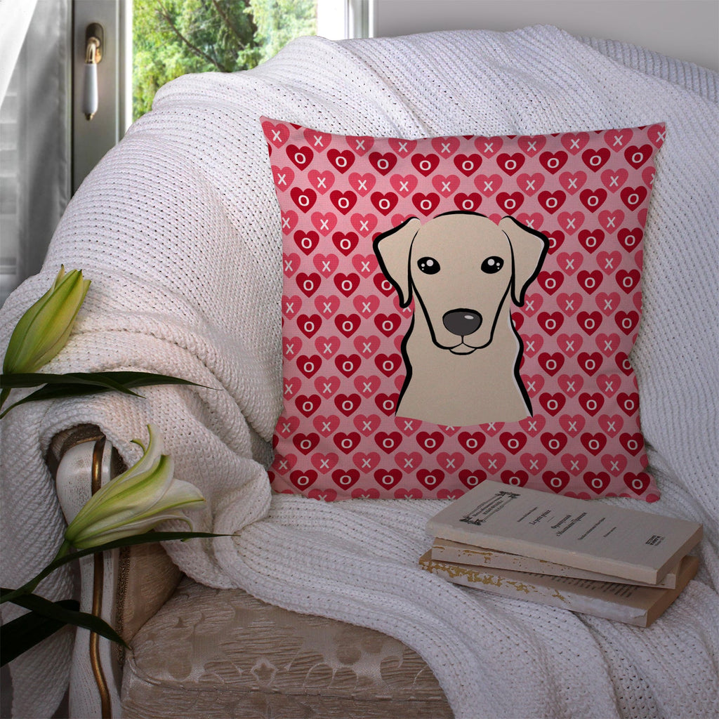Yellow Labrador Decorative Throw Pillow 14x14 Indoor Outdoor Accent Cushion, Fabric Cover with Insert for Sofa, Bed, Porch & Living Room