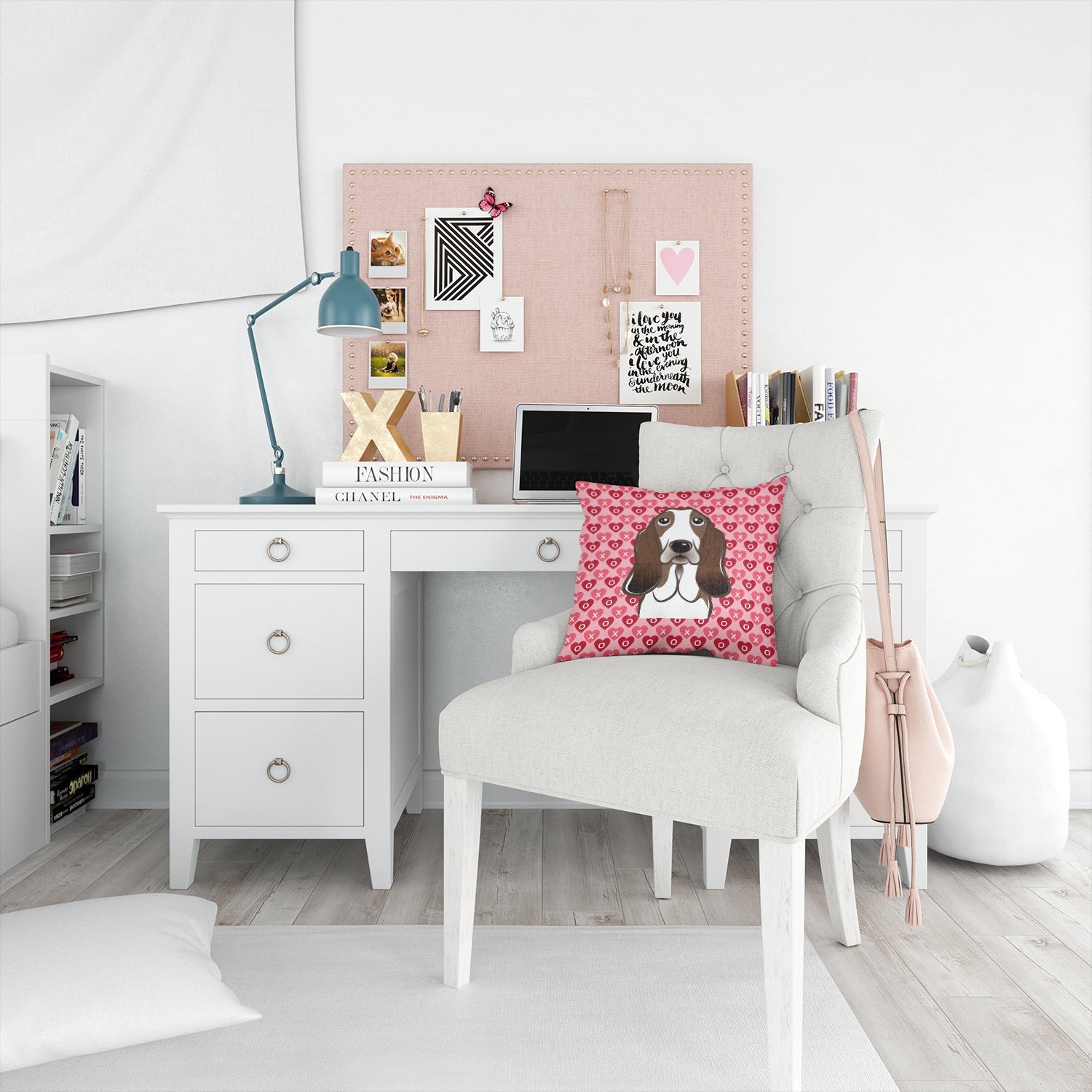 Basset Hound Decorative Throw Pillow 14x14 Indoor Outdoor Accent Cushion, Fabric Cover with Insert for Sofa, Bed, Porch & Living Room