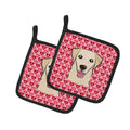 Golden Retriever Pot Holder Set of 2 Heat Resistant Quilted Hot Pads 7.5 x 7.5 Inch, Insulated Kitchen Trivets for Cooking & Baking