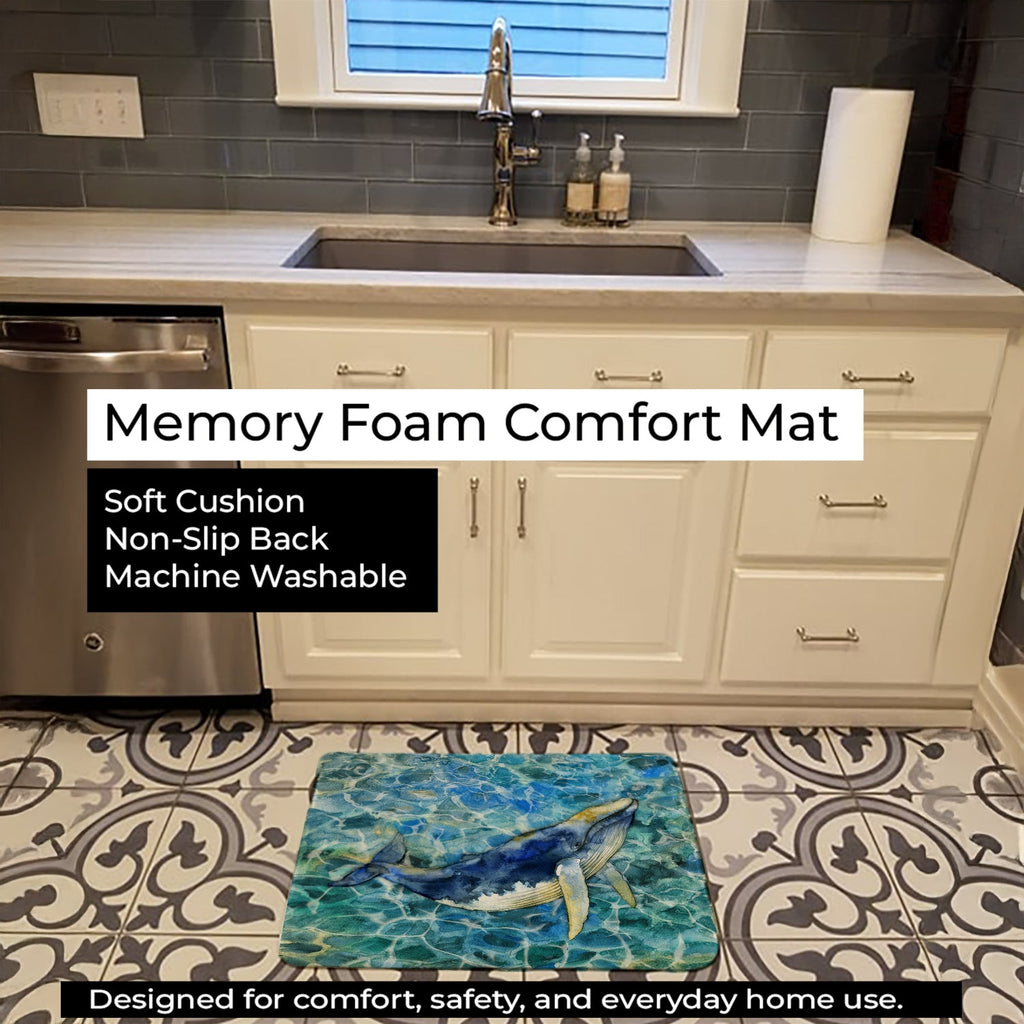 Humpback Whale Memory Foam Kitchen Mat Machine Washable Anti-Fatigue Cushion Comfort Bath or Kitchen Rug