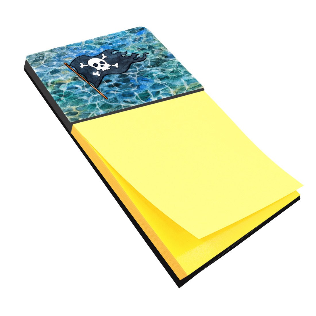 Pirate Flag Watercolor Sticky Note Holder Refillable Dispenser Desk Accessory 3x3 Pad Gift