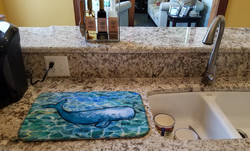 Sperm Whale Cachalot Dish Drying Mat Absorbent Dish Drying Mat Pad for Kitchen Counter Dish Drainer Mat for Countertop, 14 x 21", Multicolor