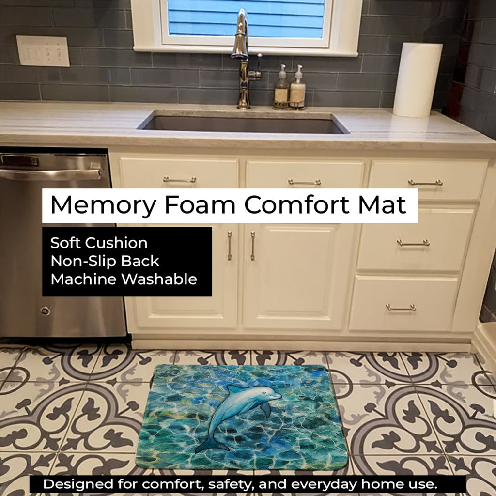 Dolphin Memory Foam Kitchen Mat Machine Washable Anti-Fatigue Cushion Comfort Bath or Kitchen Rug