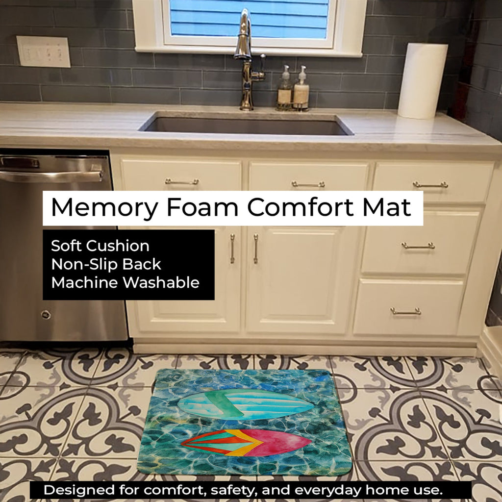 Surf Boards on the Water Memory Foam Kitchen Mat Machine Washable Anti-Fatigue Cushion Comfort Bath or Kitchen Rug