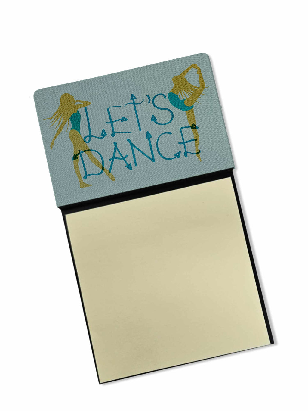 Let's Dance Linen Teal Watercolor Sticky Note Holder Refillable Dispenser Desk Accessory 3x3 Pad Gift