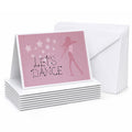 Let's Dance Linen Pink Blank Cards and Envelopes Pack of 8 For Thank You Notes, Invitations & Handwritten Messages