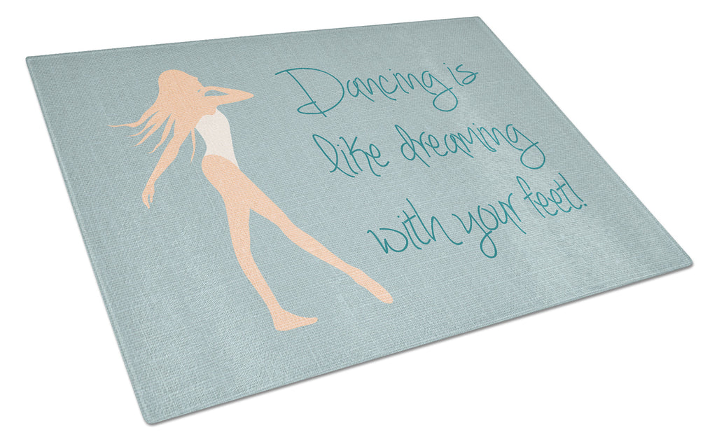 Dancing is Like Dreaming Cutting Board Tempered Glass Kitchen Cutting Surface, Heat Resistant Chopping, Non-Slip Feet, Food Prep & Serving