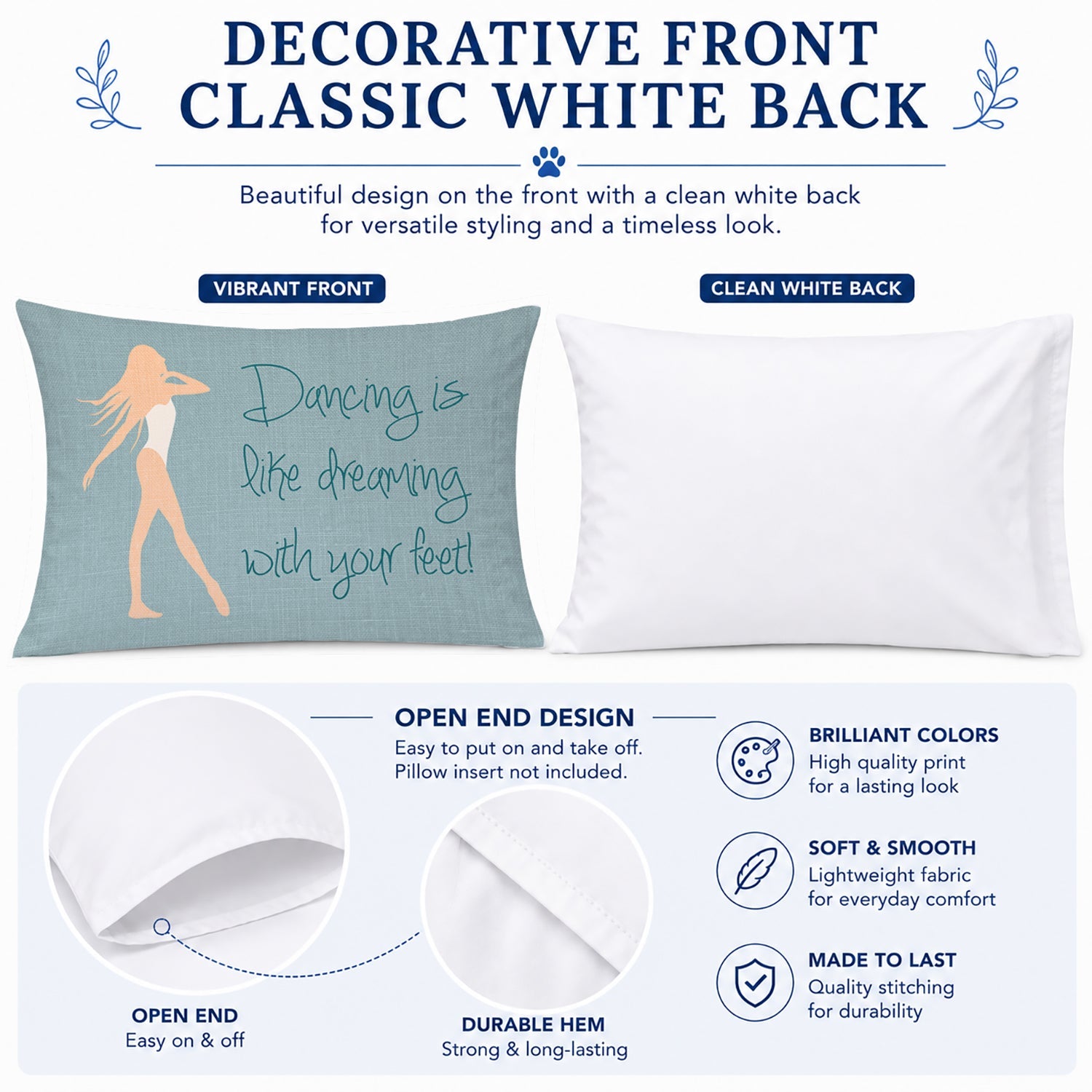 Dancing is Like Dreaming Standard Pillowcase Lightweight Super Soft Easy Care Decorative Artwork Pillowcase, Standard