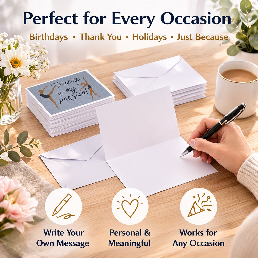 Dancing is My Passion Blank Cards and Envelopes Pack of 8 For Thank You Notes, Invitations & Handwritten Messages