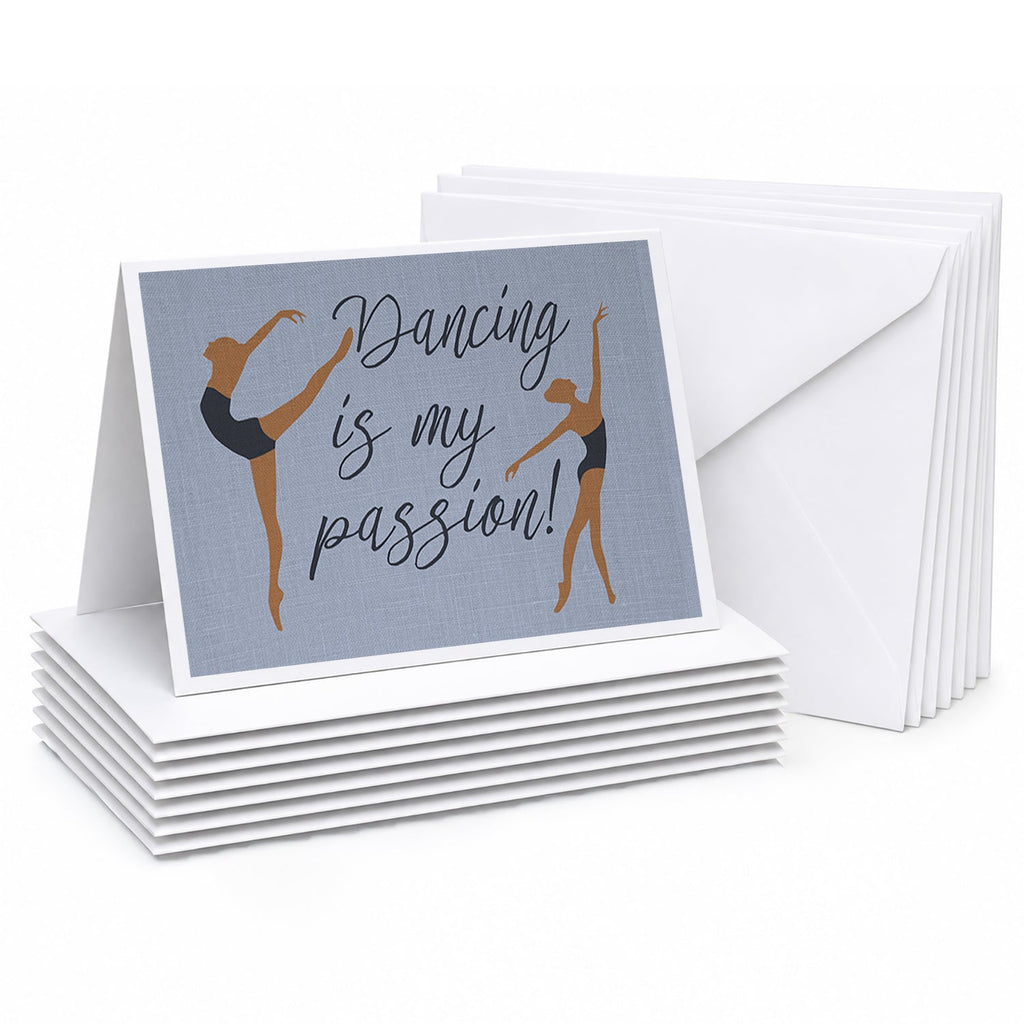 Dancing is My Passion Blank Cards and Envelopes Pack of 8 For Thank You Notes, Invitations & Handwritten Messages