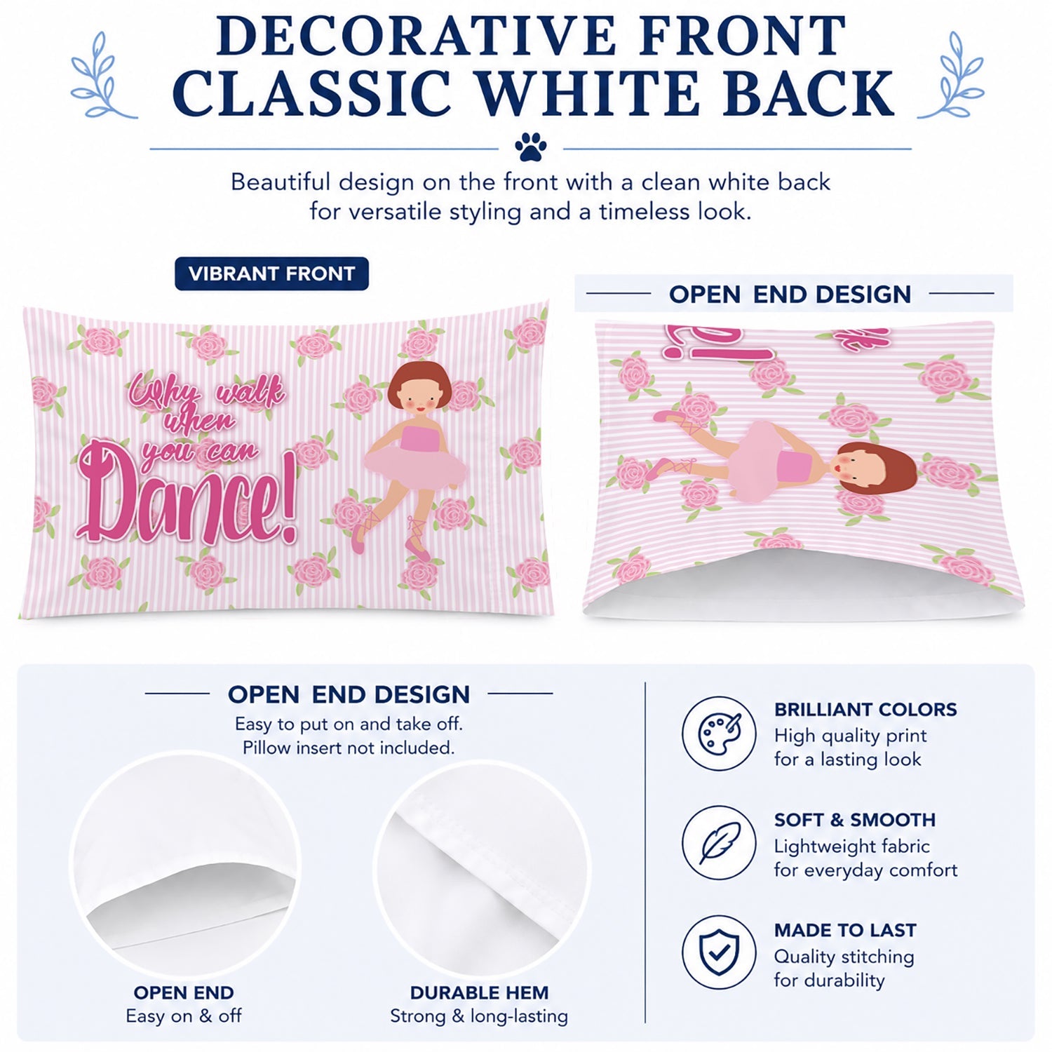Ballet Red Short Hair Standard Pillowcase Lightweight Super Soft Easy Care Decorative Artwork Pillowcase, Standard