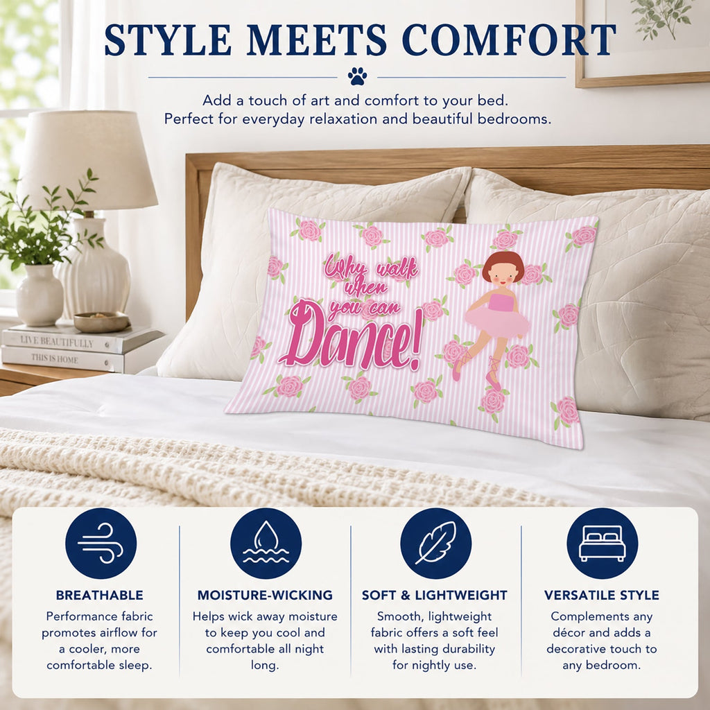 Ballet Red Short Hair Standard Pillowcase Lightweight Super Soft Easy Care Decorative Artwork Pillowcase, Standard