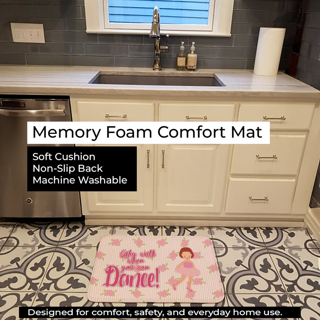 Ballet Red Short Hair Memory Foam Kitchen Mat Machine Washable Anti-Fatigue Cushion Comfort Bath or Kitchen Rug