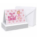 Ballet Brown Short Hair Blank Cards and Envelopes Pack of 8 For Thank You Notes, Invitations & Handwritten Messages