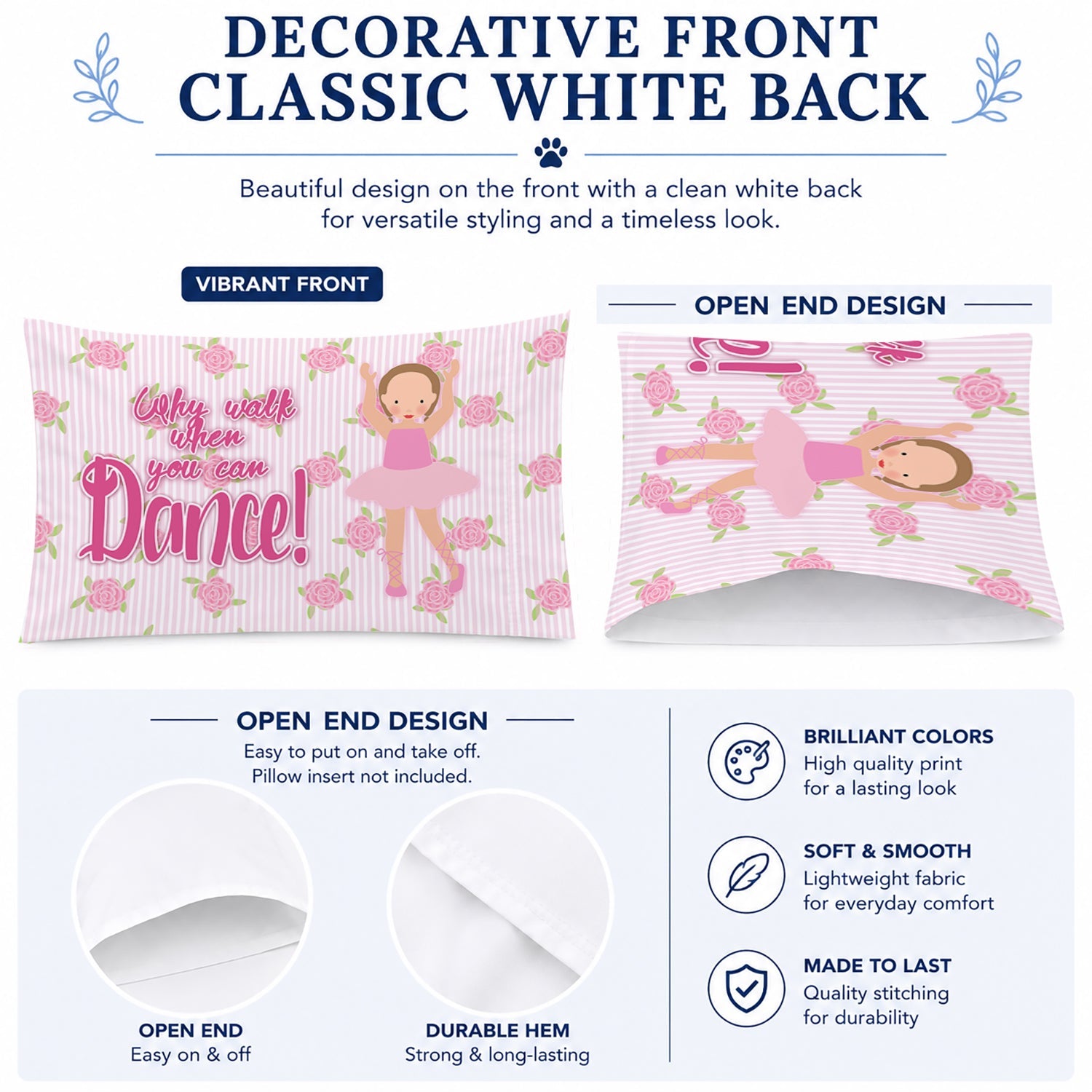 Ballet Brown Short Hair Standard Pillowcase Lightweight Super Soft Easy Care Decorative Artwork Pillowcase, Standard