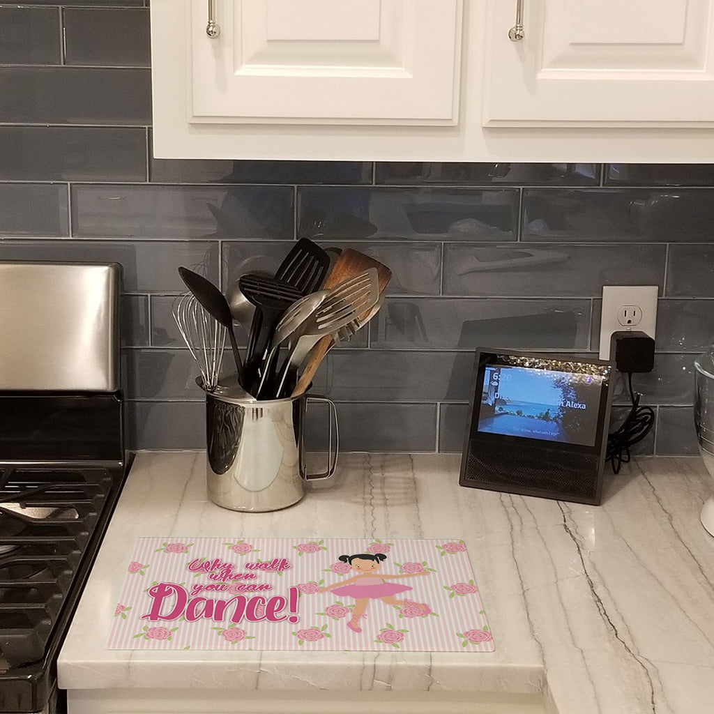 Ballet Pigtails Cutting Board Tempered Glass Kitchen Cutting Surface, Heat Resistant Chopping, Non-Slip Feet, Food Prep & Serving