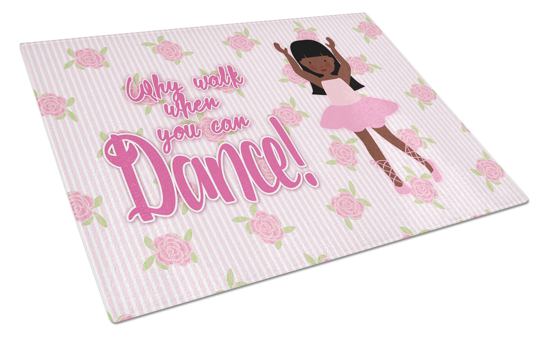 Ballet Long Hair African American Cutting Board Tempered Glass Kitchen Cutting Surface, Heat Resistant Chopping, Non-Slip Feet, Food Prep & Serving