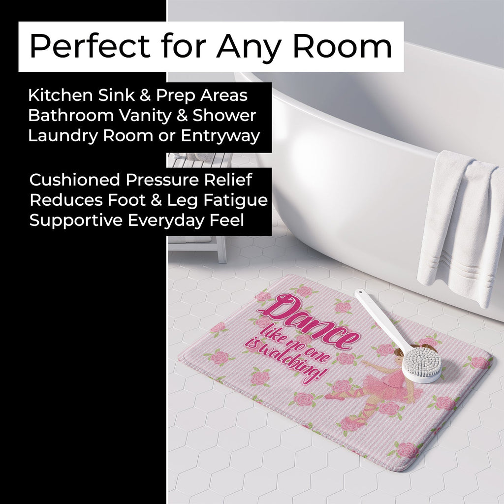 Ballet Dance Brunette Memory Foam Kitchen Mat Machine Washable Anti-Fatigue Cushion Comfort Bath or Kitchen Rug