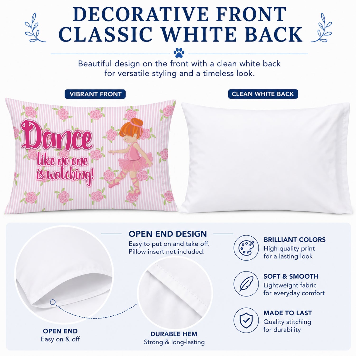 Ballet Dance Red Hair Standard Pillowcase Lightweight Super Soft Easy Care Decorative Artwork Pillowcase, Standard