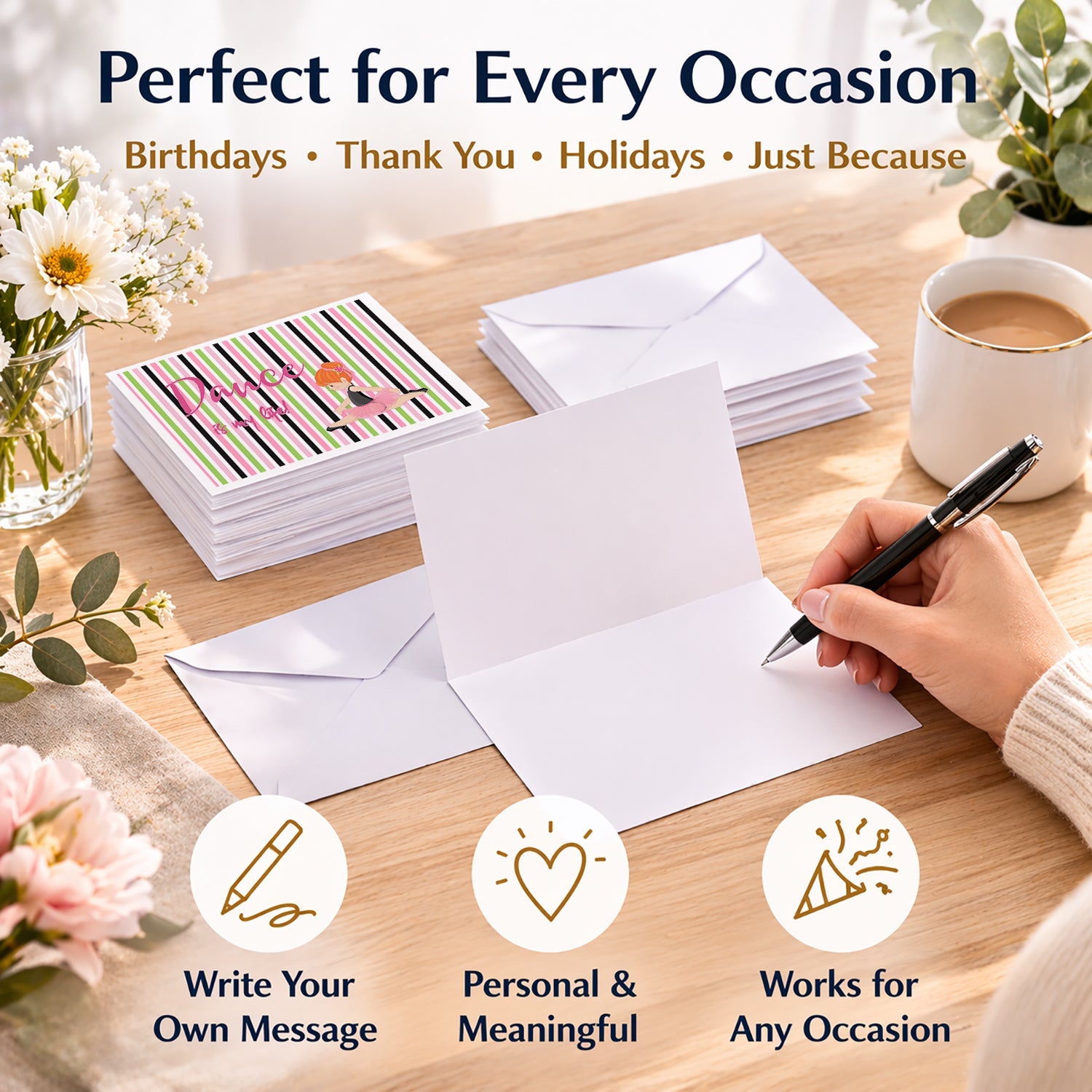 Ballet Dance is my Life Red Blank Cards and Envelopes Pack of 8 For Thank You Notes, Invitations & Handwritten Messages