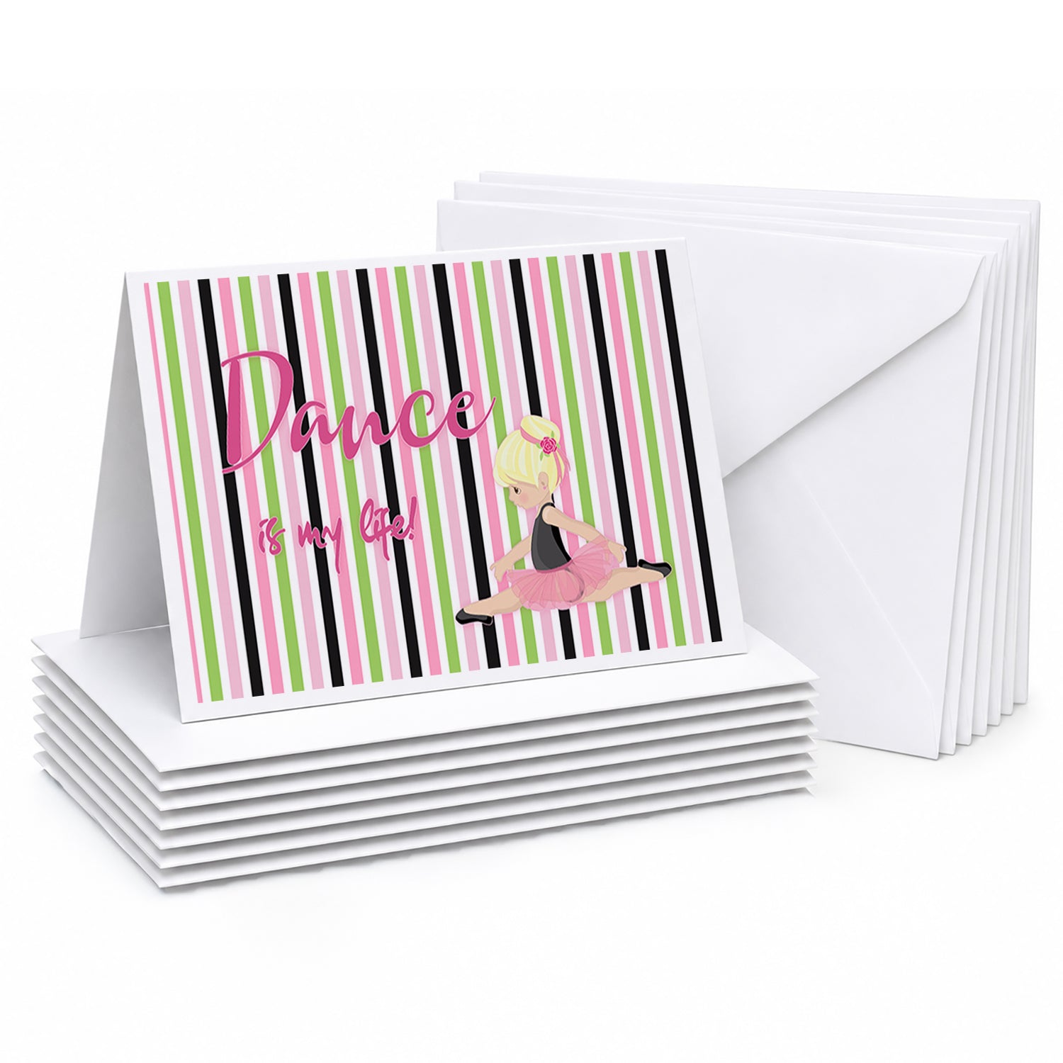 Ballet Dance is my Life Blonde Blank Cards and Envelopes Pack of 8 For Thank You Notes, Invitations & Handwritten Messages