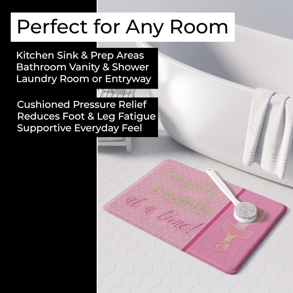Ballet in 8 Counts Red Hair Memory Foam Kitchen Mat Machine Washable Anti-Fatigue Cushion Comfort Bath or Kitchen Rug