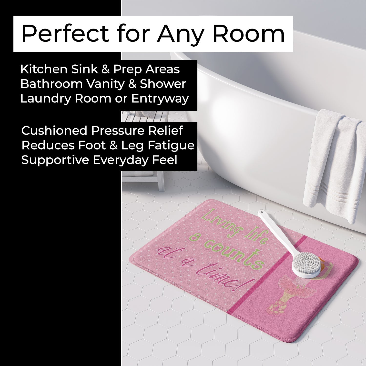 Ballet in 8 Counts Red Hair Memory Foam Kitchen Mat Machine Washable Anti-Fatigue Cushion Comfort Bath or Kitchen Rug