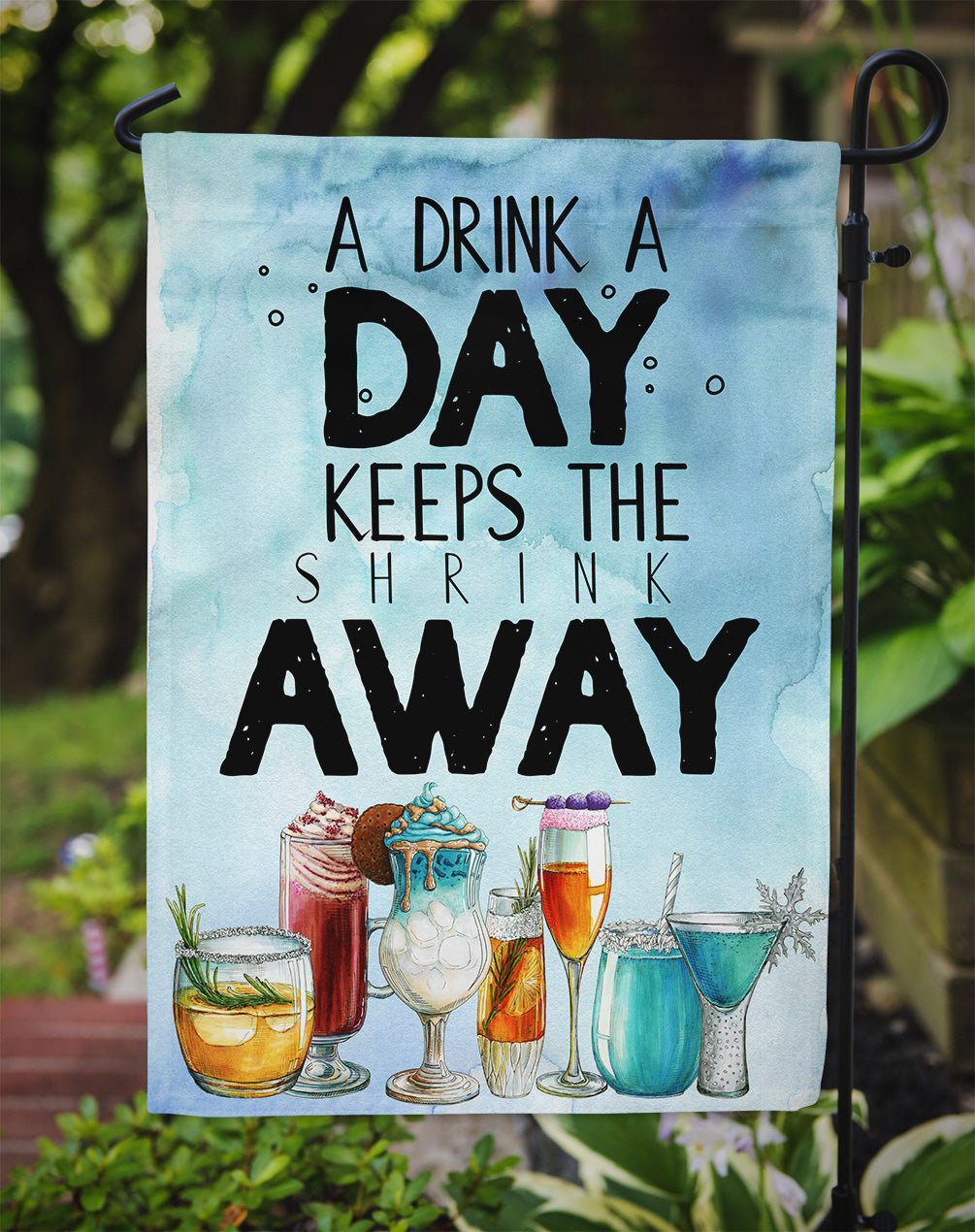 A Drink a Day Sign Garden Flag Mailbox Decorative Yard Banner Outside Patio Artwork for Flower Beds, Garden Size, Multicolor
