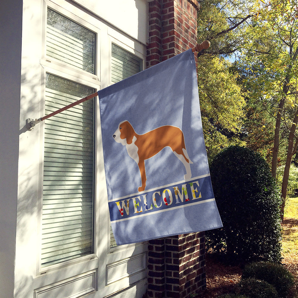 Spanish Hound Welcome House Flag 28x40 Porch Sleeve Pole Decorative Outside Yard Banner Artwork Wall Hanging, Polyester