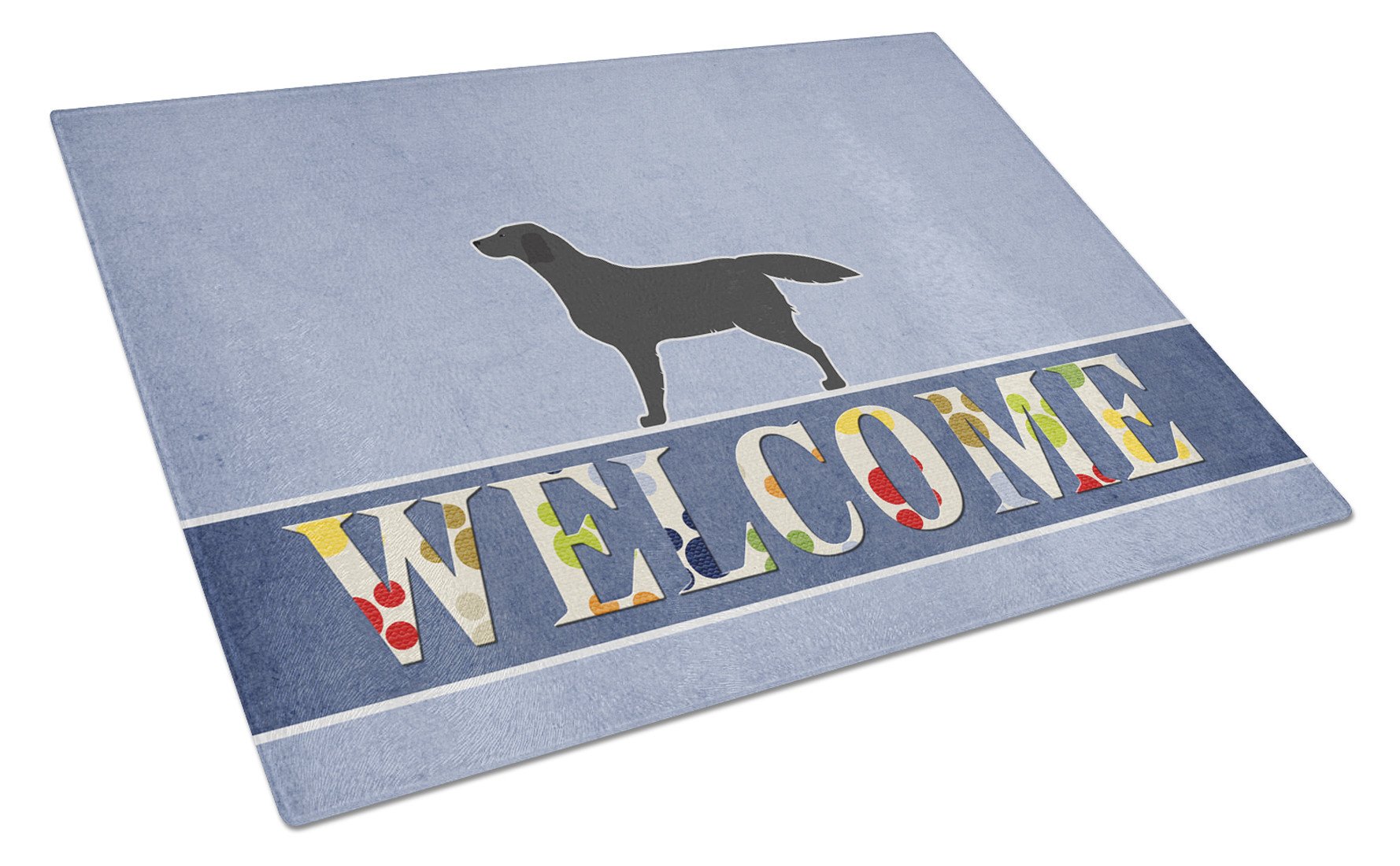 Black Labrador Retriever Welcome Cutting Board Tempered Glass Kitchen Cutting Surface, Heat Resistant Chopping, Non-Slip Feet, Food Prep & Serving