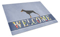 Doberman Pinscher Welcome Cutting Board Tempered Glass Kitchen Cutting Surface, Heat Resistant Chopping, Non-Slip Feet, Food Prep & Serving