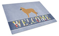 Belgian Shepherd Welcome Cutting Board Tempered Glass Kitchen Cutting Surface, Heat Resistant Chopping, Non-Slip Feet, Food Prep & Serving