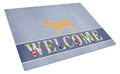 Dogue de Bordeaux Welcome Cutting Board Tempered Glass Kitchen Cutting Surface, Heat Resistant Chopping, Non-Slip Feet, Food Prep & Serving