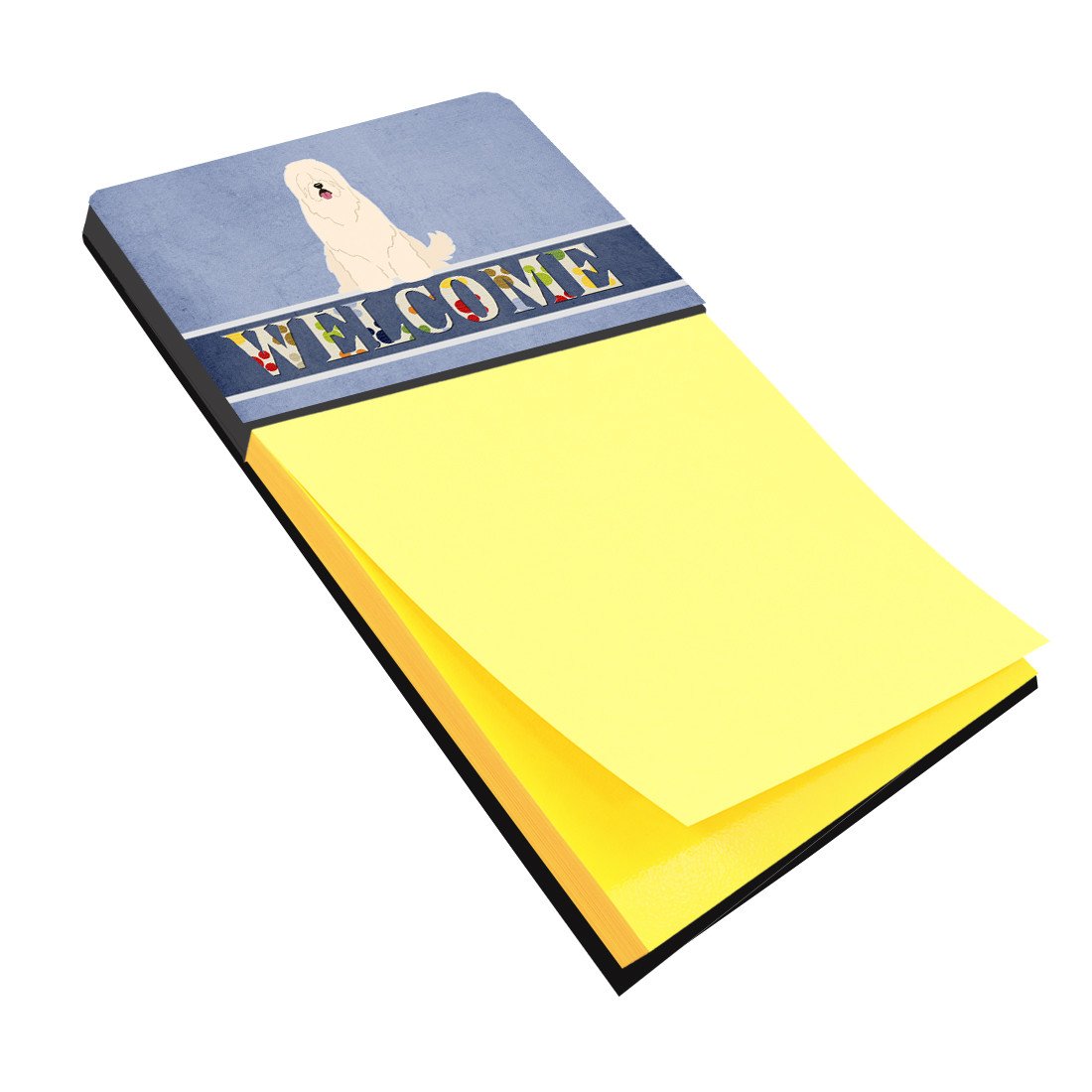 South Russian Sheepdog Welcome Watercolor Sticky Note Holder Refillable Dispenser Desk Accessory 3x3 Pad Gift