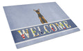 Manchester Terrier Welcome Cutting Board Tempered Glass Kitchen Cutting Surface, Heat Resistant Chopping, Non-Slip Feet, Food Prep & Serving