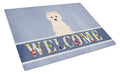 Westie Welcome Cutting Board Tempered Glass Kitchen Cutting Surface, Heat Resistant Chopping, Non-Slip Feet, Food Prep & Serving