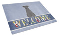 Miniature Schnauzer Black Welcome Cutting Board Tempered Glass Kitchen Cutting Surface, Heat Resistant Chopping, Non-Slip Feet, Food Prep & Serving