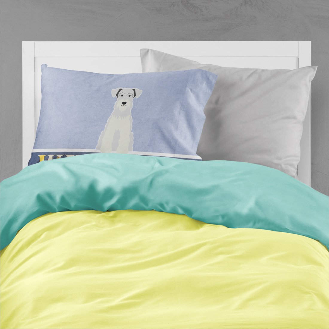 Miniature Schnauzer White Welcome Standard Pillowcase Lightweight Super Soft Easy Care Decorative Artwork Pillowcase, Standard