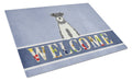 Miniature Schnauzer Salt and Pepper Welcome Cutting Board Tempered Glass Kitchen Cutting Surface, Heat Resistant Chopping, Non-Slip Feet, Food Prep & Serving