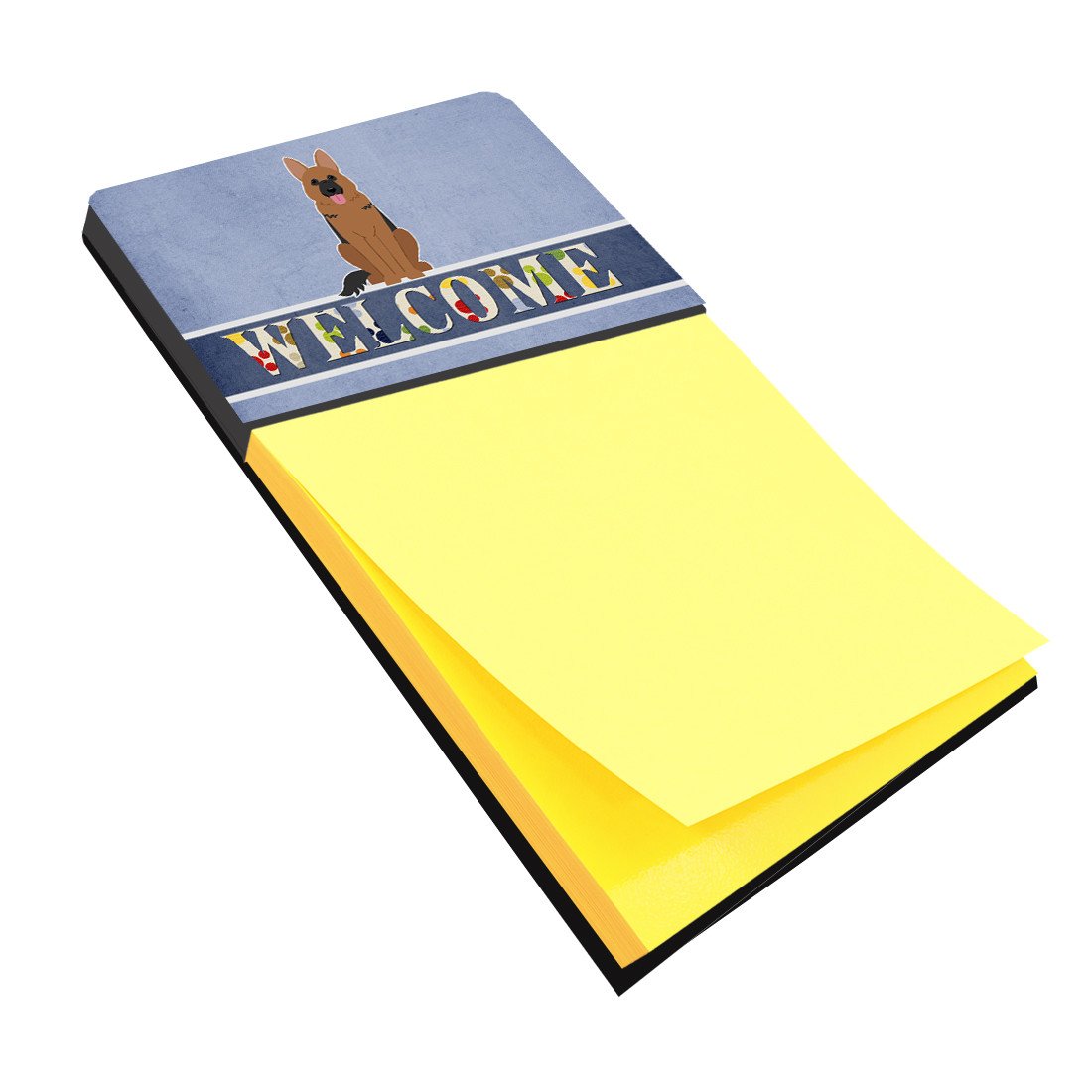German Shepherd Welcome Watercolor Sticky Note Holder Refillable Dispenser Desk Accessory 3x3 Pad Gift